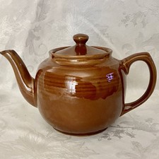 Vintage English Brown Betty Teapot Glazed Stoneware England 6” Cottagecore  picture