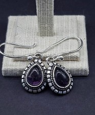 Authentic Vintage Teardrop Dangle Earrings Featuring Natural  Unheated Amethyst picture
