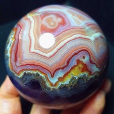 RARE 480.3G Natural Polished Banded Agate Amethyst Symbiosis stone Ball AB1700 picture