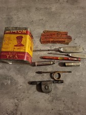Vtg Lipton Tin, Speed Indicator, Oiler, Lantern Generator, Level, Screwdrivers picture