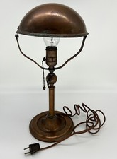 Antique 1920-40s Industrial Design Copper Desk Lamp Hubbell Leviton Pull Chain picture