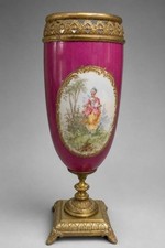 Antique Sevres Pink Porcelain Ormolu Mantle Urn 10.5