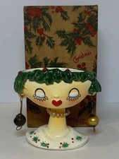 Vintage 1959 Holt Howard My Fair Lady Christmas Holly Head Vase Japan picture