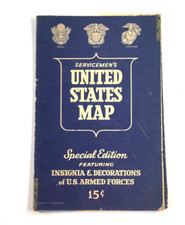 vtg 1943 WW2 Servicemen's United States Map army navy airforce picture