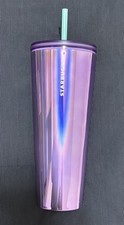 Starbucks Tumbler Metallic Purple Mirror Double Wall Venti Summer Cold Cup 24oz picture