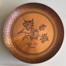 Maple Leaf CANADA Solid Copper Fantasy Tray Dish Vintage Travel Souvenir SAVE10% picture