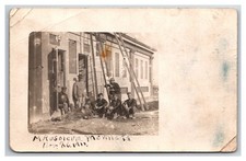 MOVILLE IOWA RPPC ~ Workers at Cemetery Mausoleum picture