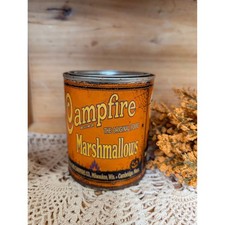 HALLOWEEN Rusty Upcycled Pint Tin - ORANGE CAMPFIRE Marshmallows picture