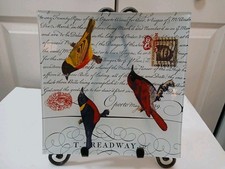 New Glass Birds Decorative Plate W Stamps & Writing 8
