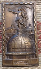 Antique Brass Bronze Heavy Medal Plaque Salvage Piece 'Udine' Beautiful picture