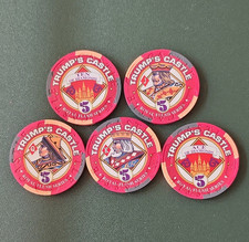 Trump’s Castle Atlantic City, NJ $5 Casino Chips - Royal Flush Series Lot of 5 picture