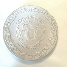 Frankoma Easter Plate 1972 Jesus Is Not Here He Is Risen Oral Roberts Tulsa Gray picture