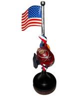 Cobble Creek Patriotic Americana Figurine Holding U.S. Flag Resin Decor picture