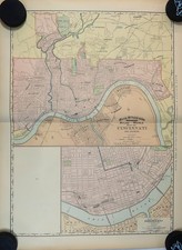 Cincinnati Map 1891 Rand McNally Cleveland Toledo Ohio Street Map 29