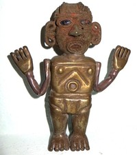 PERU: MOCHE: 100-800 AD, silver alloy Praying Shaman with LAPIS eyes RARE picture