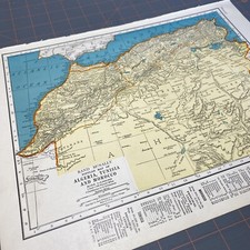 1940's Algeria Tunisia Morocco atlas Map Vintage before end of WW2 picture