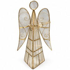 Gold-Tone Capiz Shell Angel Votive Candle Holder - New picture