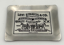 Vintage Levi Strauss Aluminum Ashtray Tray Dish 1970s Promotional 4.75 x 3.5