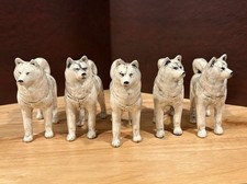 Lot of 5 Vintage Ceramic Akita Husky Dog Figurines picture