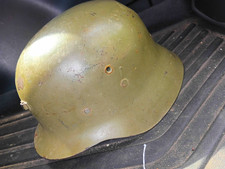 WWII German Steel Helmet w/ Leather Liner & Chinstrap, Olive Green, Original picture