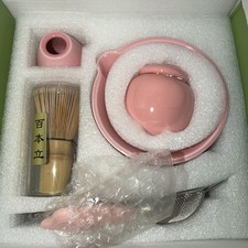Matcha Whisk Set Gift Box - Matcha Set w Spoon Bowl, 6 piece waffle pink ceramic picture