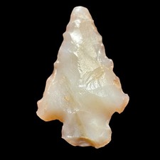 Yavapai Arizona Archaic Arrowhead White Opal Side Notch Straight Stem 24mm picture