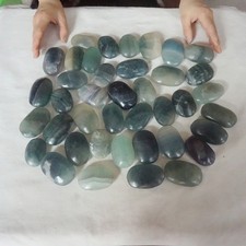 5Kg 11LB 40Pcs Natural Blue Fluorite Quartz Crystal Palm Tumbled Stone Healing picture