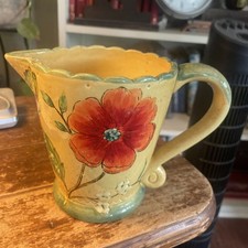 Poppy Blossom/Flower Print Large  6 “Pitcher By Maxcera Gold picture