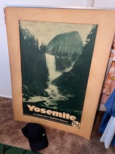 RARE Yosemite California c. 1930s. This Is A Beautiful Santa Fe Railroad Poster picture
