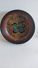Vtg Norwegian Rosemailing Hand Painted Folk  Art Wooden Bowl Floral 9