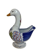 VTG HB Henriot Quimper France Duck Planter Vase Hand Painted Signed F336 D301 picture