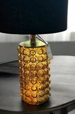 New-Table Lamp With Amber Bubble Glass And Brass-MCM Retro Style-14 In To Bulb picture