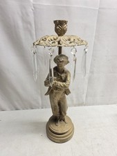 Vintage Borghese Figural Girandole Candlestick Boy Figurine Plaster Gold Crystal picture