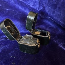 Antique Travel Ink Well & Match Safe-UK-19th-20th Century-Leather Clad black picture