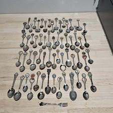 HUGE Lot of 62 Vintage Souvenir Spoons, Includes Sterling Silver 925 And Pewter picture
