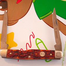 Böker 9572  Tree Brand Pocketknife 2-Blade Stainless Slipjoint Brown Handle 1972 picture