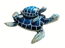 Blue Sea Turtle Mama with Baby Figurine 3.5