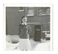 VTG B&W Small Snapshot FOUND Photo Pretty Girl Medical Pin Nurse Nursing Student picture