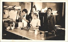 FAMILY KITCHEN INTERIOR c1900 real photo postcard rppc rare house food picture