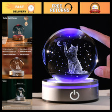 3D Cat Crystal Ball with Moon & Stars - Unique Cat Lover Gift for Women picture