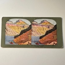 View From Bottom of Grand Canyon Colorado Antique Stereoview Card 5H6-4 picture