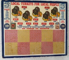 Vintage Local Turkeys For Local People Punch Board Gambling Trade Stimulator picture