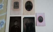 Antique 1800s Tin Type Photograph Lot of 5 Portrait Photos Children Men picture