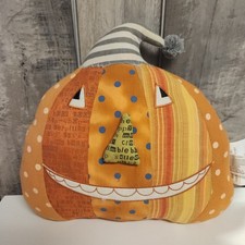 Jack o Lantern Halloween Whimsical Silly Plush Pillow Smiling Teeth Sleepy Night picture