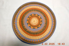 Hand Painted Navajo American Pottery Etched Plate Signed by M. Irving 8 1/2