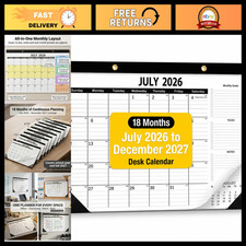 2026-2027 Desk Calendar - July 2026 to Dec 2027, Large 17x12