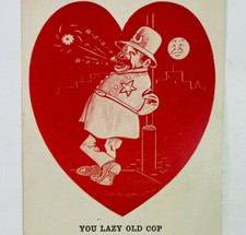 You Lazy Old Cop Sleeping Heart Moon Policeman Police Postcard A2 picture