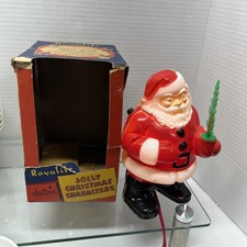 VINTAGE '50s ROYALITE LIGHTED PLASTIC SANTA CLAUS ORIGINAL BOX picture