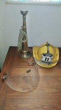 Vtg. Cairns B CO FD Captain Fireman Helmet 11 w/h Visor & Brass Speaking Trumpet picture