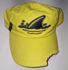 LandShark Lager Beer Hat Distressed Shark Bite Fins Up Margaritaville Cap EUC picture